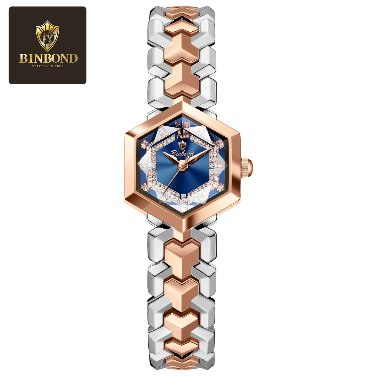 BINBOND Orologi da donna eleganti delle migliori marche Orologio da polso da donna con specchio a rombo alla moda Orologio al quarzo originale con quadrante con diamanti impermeabile