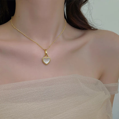 Collana vintage con ciondolo a forma di cuore a doppia faccia per donna, ragazza, catena clavicola, girocollo, nuova moda, gioielli alla moda, regalo per feste