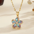 DIEYURO Collana con ciondolo fiori in zircone verde in acciaio inossidabile 316L per le donne Nuovi regali di gioielli di compleanno con catena fortunata per ragazze di lusso