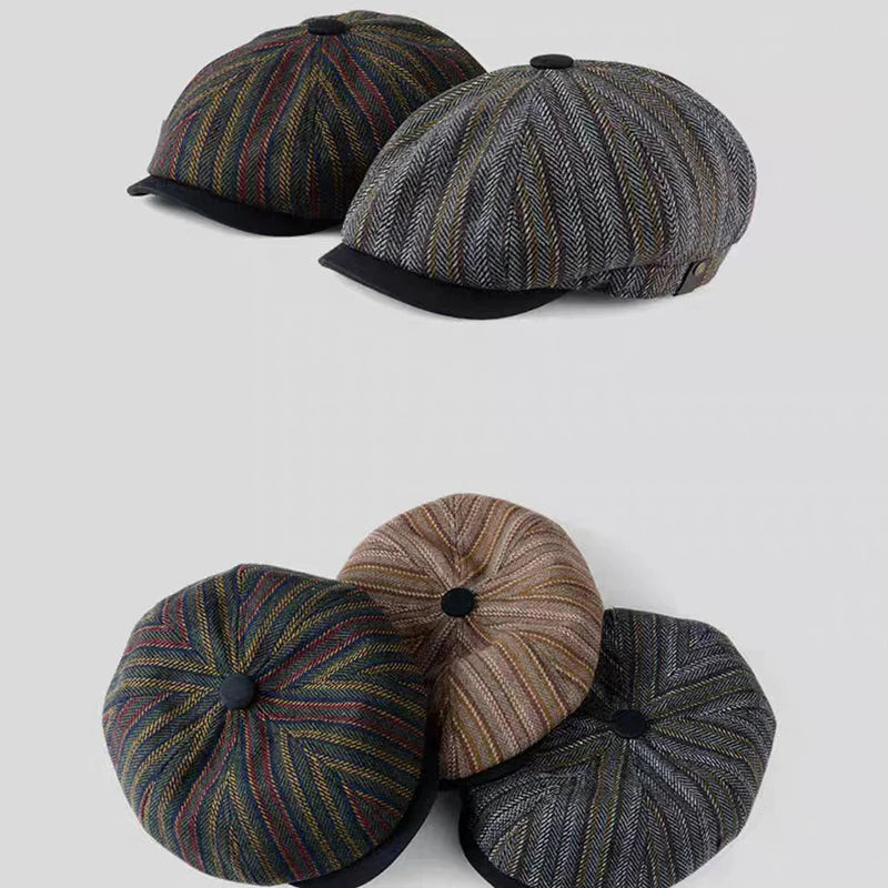 Primavera Autunno Inverno Uomo Classico Splicing Cappelli Ottagonali Retro Britannico Newsboys Cappello Gatsby Donna Uomo Berretto Berretti кепка му
