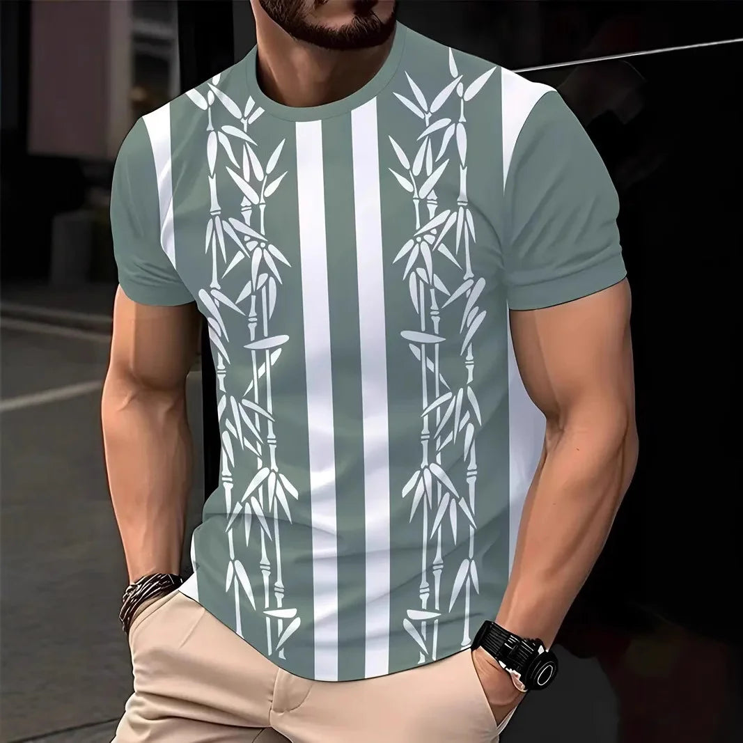 2025 T-shirt casual a righe per uomo T-shirt a maniche corte T-shirt oversize O-Collo Pullover Camicie da uomo da strada Tee Abbigliamento estivo