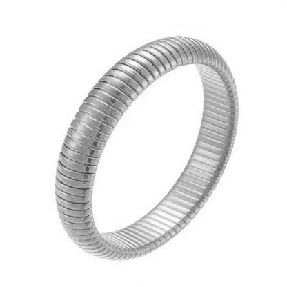 Bracciale in metallo spesso con elasticità retrò impermeabile in acciaio inossidabile placcato oro 18 carati tendenza moda gioielli unisex uomo donna