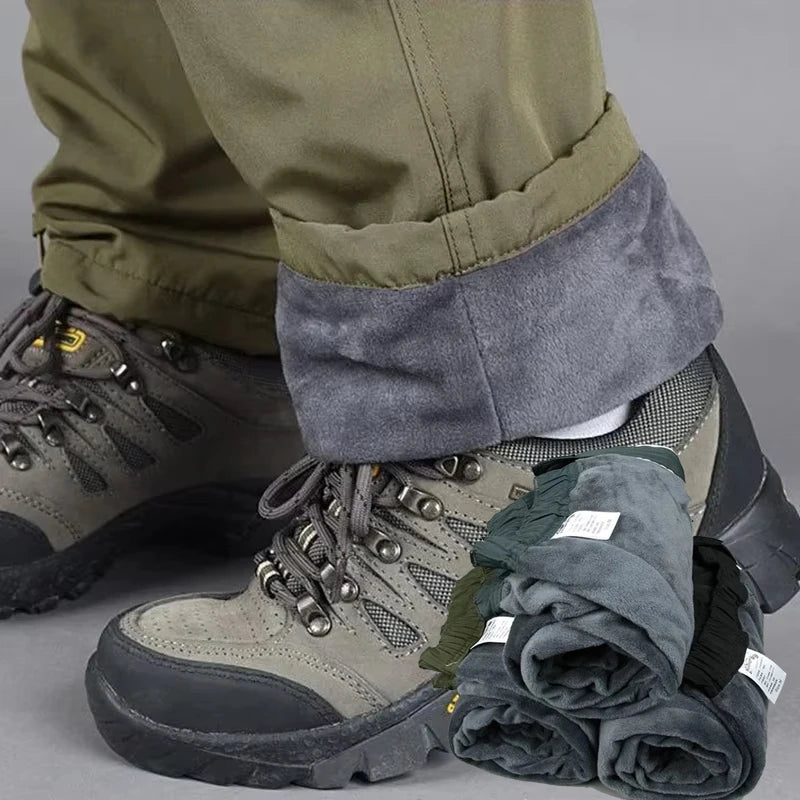Shapershark Pantaloni da lavoro foderati in pile da uomo per l'autunno/inverno Pantaloni foderati in cotone caldo Pantaloni sportivi tinta unita Design multitasche