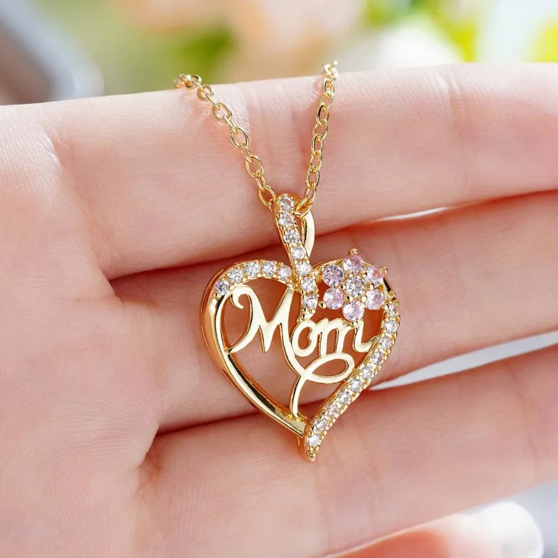 Collana con ciondolo a forma di cuore in stile elegante, design cavo, regalo per la festa della mamma, adatto ai migliori amici senza scatola