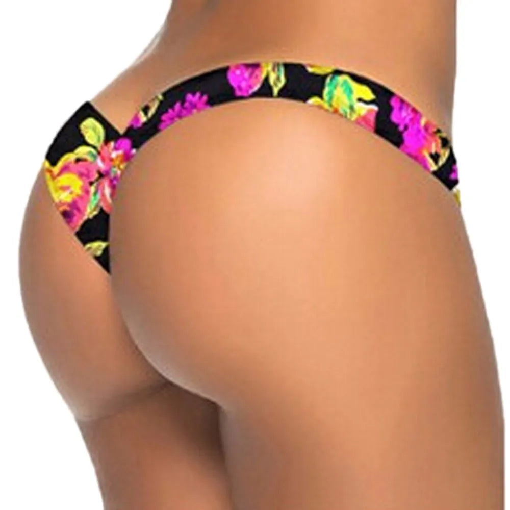 Women Brazilian Print Bikini Bottom Thong Bathing Beach Swimsuit Swimwear Summer Beach Comfortable Sexy Thong Bikini 2025 Mujer