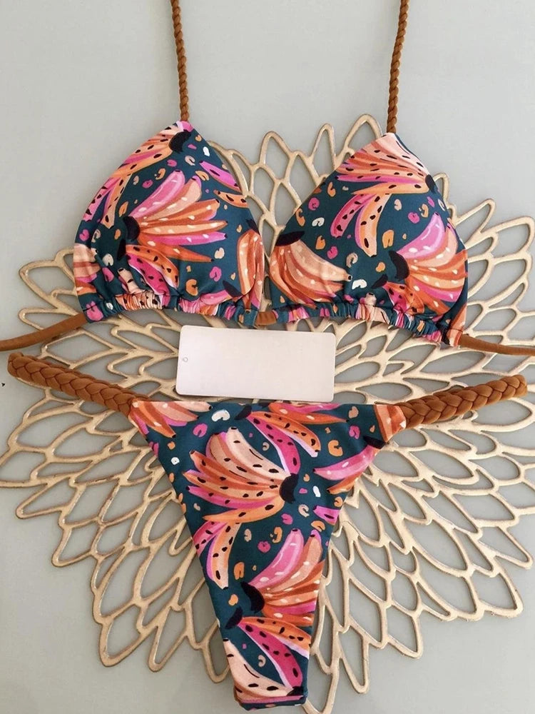 RUOTONGSEPT Bademode Damen Leopard Print Brazilian Bikini Set Sexy Tanga Badeanzug Zweiteiler Damen 2023 Strandmode