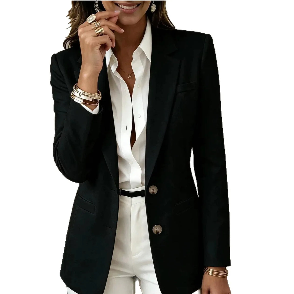Giacca Invernale da Donna, Blazer Casual a Due Bottoni, Manica Lunga, Giacca Elegante per Ufficio e Lavoro