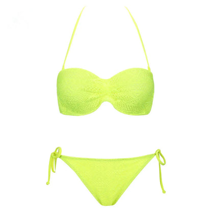 Bikini Solide Avec Bretelles Bandage Ensemble Bikini Blanc Push Up Bikini Maillots De Bain Bandeau Maillot De Bain Brésilien Maillot De Bain