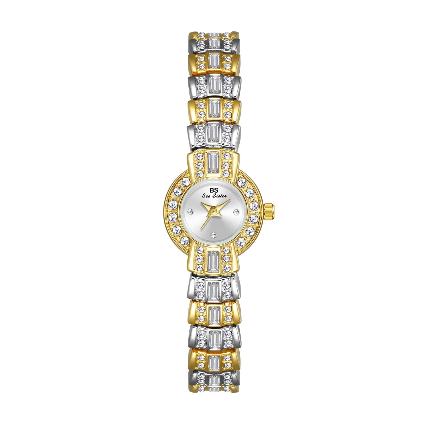 BS orologi da donna 2025 orologio da polso da donna elegante di lusso orologio da polso al quarzo con strass in argento dorato orologio da donna Vintage piccolo