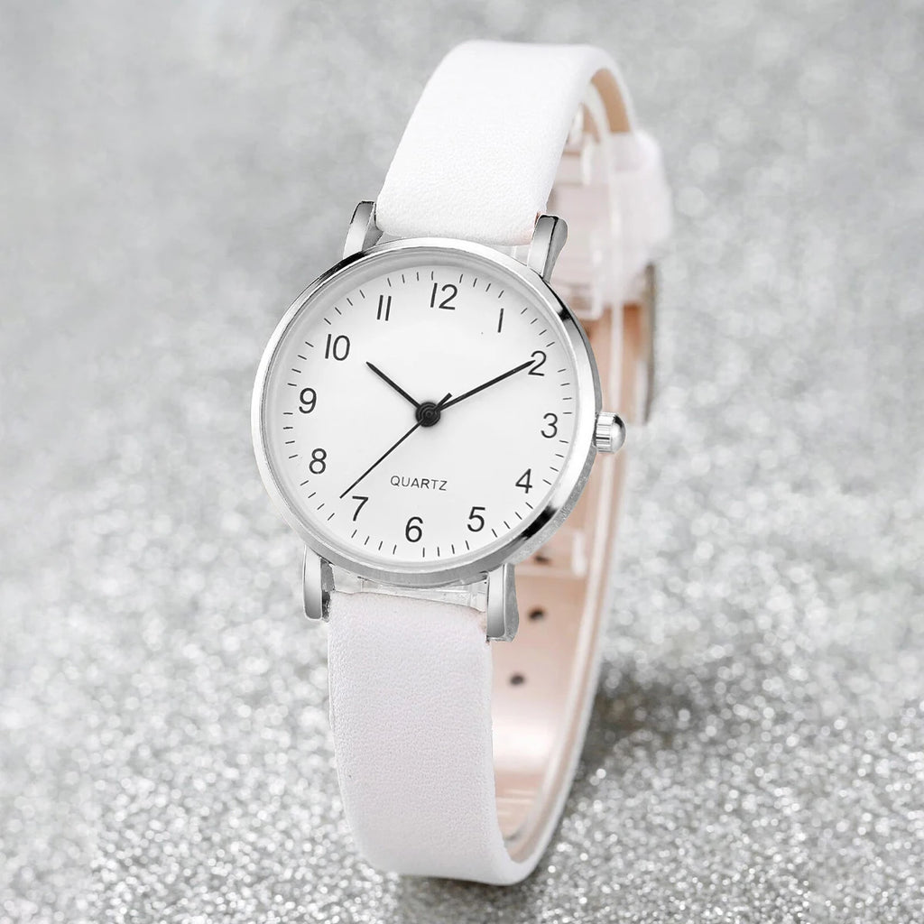 5/6 pezzi orologio al quarzo da donna alla moda cinturino in pelle orologi analogici al quarzo con gioielli con diamanti (senza scatola)