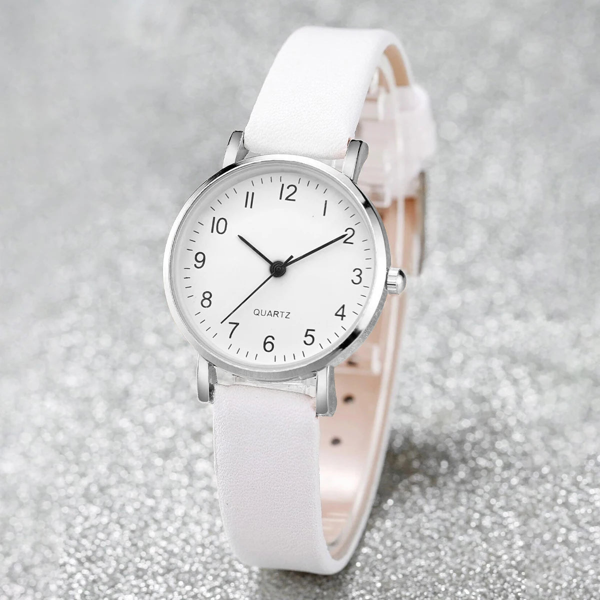 5/6 pezzi orologio al quarzo da donna alla moda cinturino in pelle orologi analogici al quarzo con gioielli con diamanti (senza scatola)