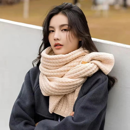 1Pc Sciarpa di lana lavorata a maglia spessa tinta unita Donna Uomo Inverno Caldo Collo Avvolgente di lana ispessita lavorata a maglia Scialle con frange spesse Uso quotidiano