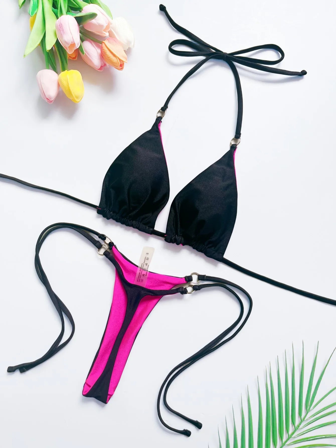RUOTONSEPT 2026 Neuer sexy, einfarbiger Bandage-Bikini-Set, Damen-Badeanzug, zweiteiliger Dreiecks-Badeanzug, brasilianischer Biquini