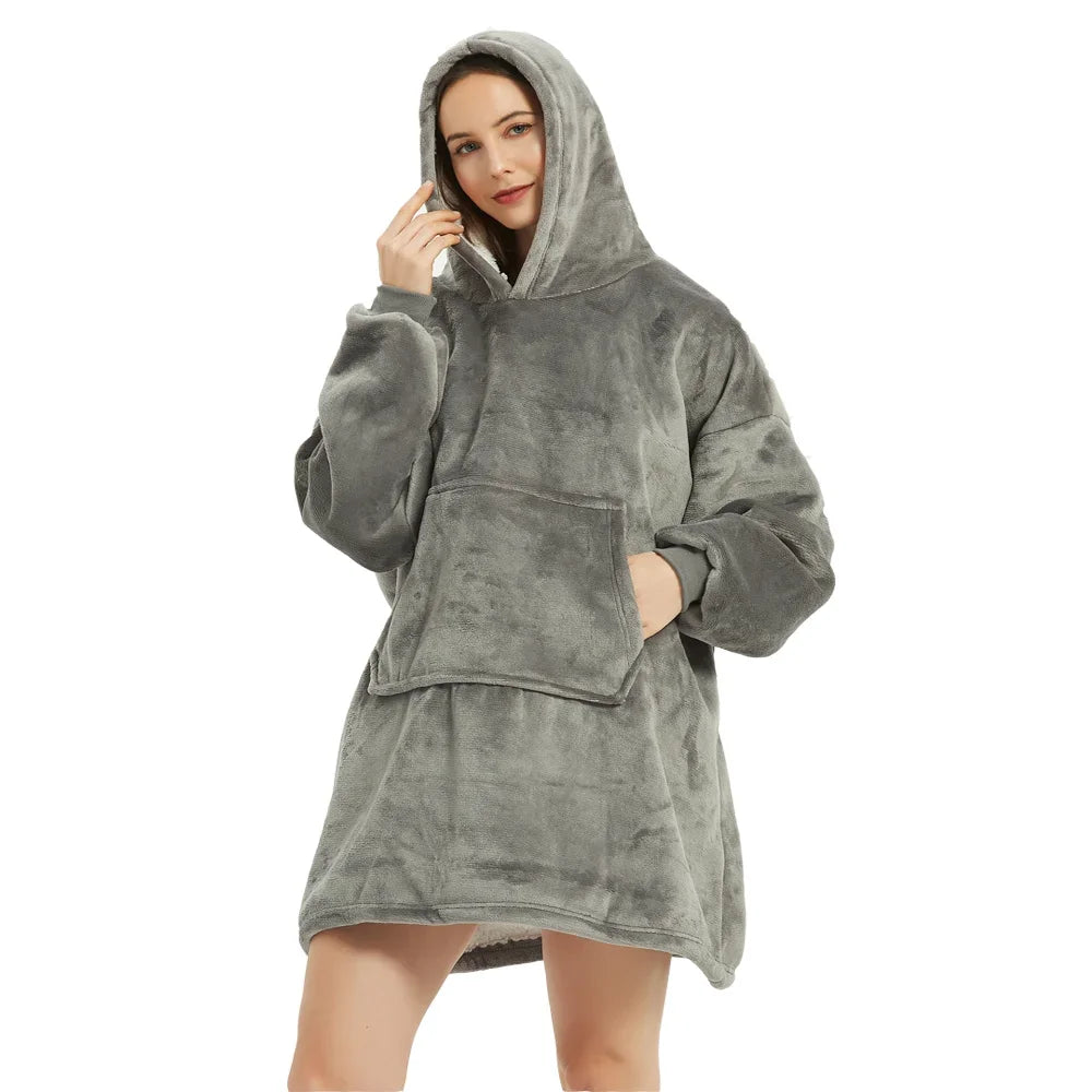 Coperte indossabili invernali Coperta morbida e calda Felpa con cappuccio Donna Uomo Pullover Coperte TV giganti oversize in pile