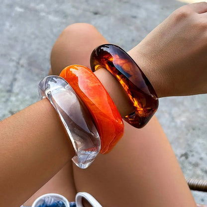 PuRui Vintage Irregolare Coloful Resina Acrilica Robusto Braccialetto Del Braccialetto Delle Donne Alla Moda Fascino Geometrico Estetica Braccialetto Regalo Dei Monili