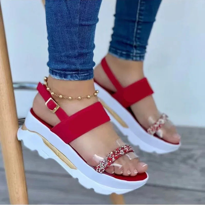 2025 Sandali estivi per le donne Sandali con plateau moda Zeppa Scarpe casual Sandali con tacco leggero Mujer Infradito Zapatos