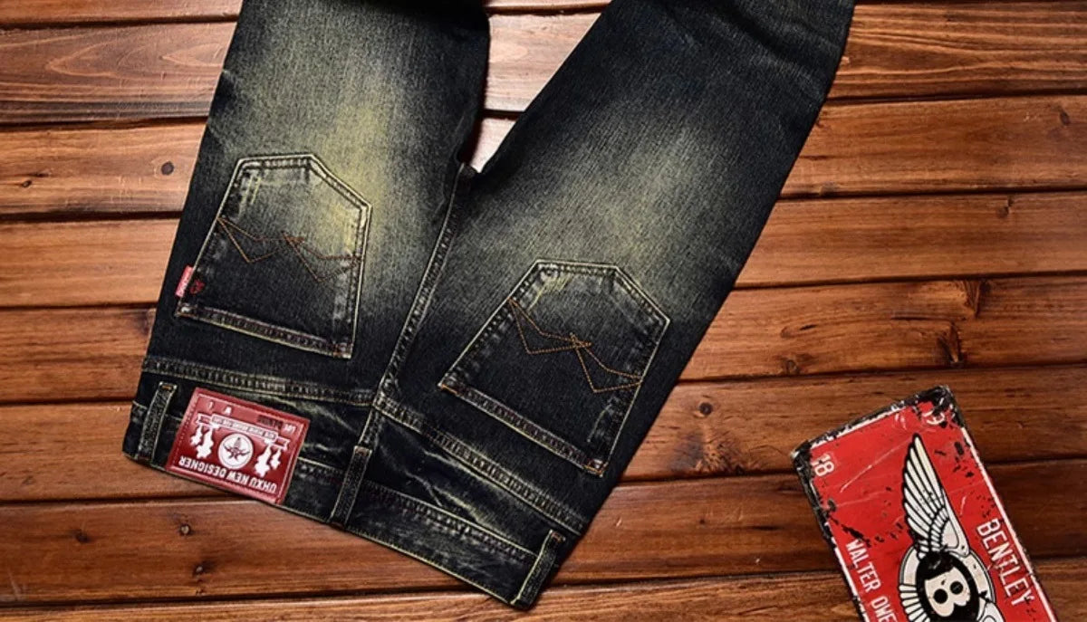 Jeans nostalgici retrò Moda classica da uomo 2025 Nuova caduta Slim Fit Dritto Alla moda Casual Pantaloni lunghi in denim abbinati