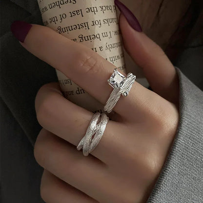 Anelli in Argento Sterling 925, Nuovi Gioielli da Festa, Charm Vintage, Design Geometrico a Doppio Strato, Accessori Regalo, Dropshipping