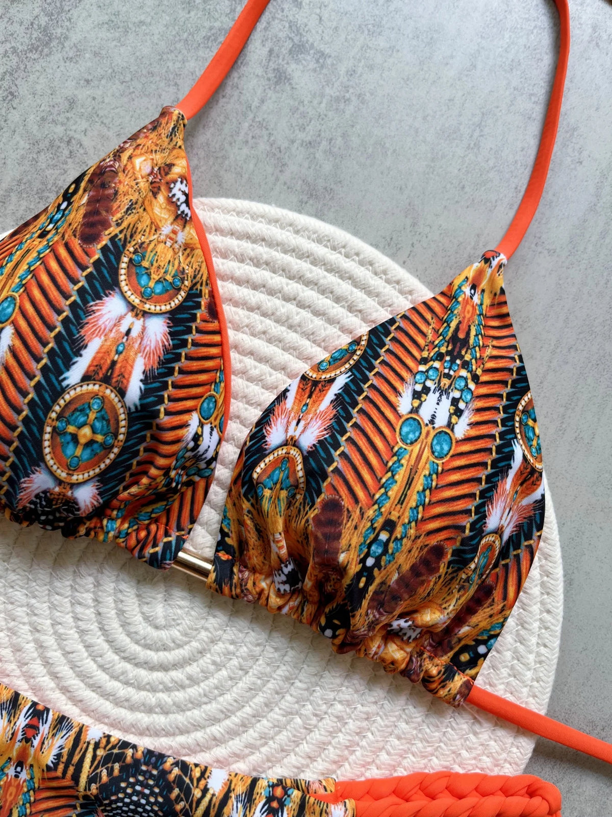 RUOTONSEPT Print Halter Mini Thong High Cut Bikini Female Swimsuit Women Swimwear Two-pieces Bikini set Bather Bathing Suit Swim