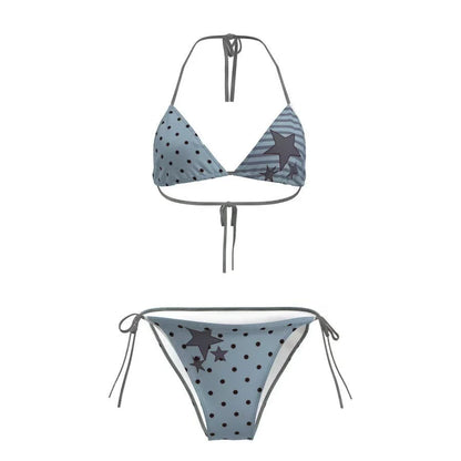 Femme Sexy Chic Fille Maillot de Bain Plage Bikini Ensembles Soutien-Gorge Halter à Lacets + Short Vintage 2025 Tenue de Bain Été Nouvelle