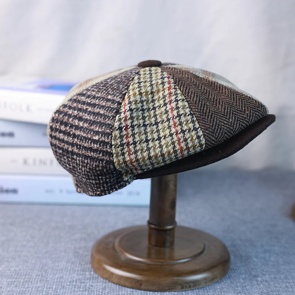Primavera Autunno Inverno Uomo Classico Splicing Cappelli Ottagonali Retro British Newsboy Cap Gatsby Donna Uomo Berretti Berretto 005
