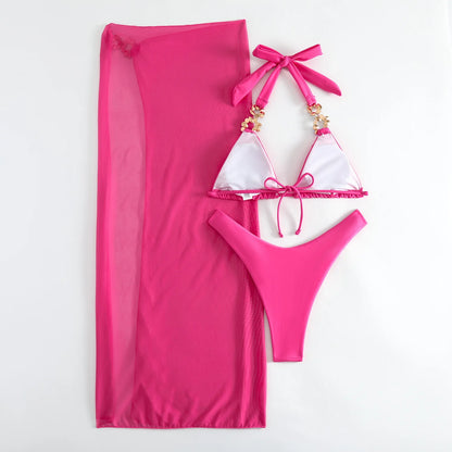 Bikini Giallo Sexy con Strass 2026, Costume da Bagno Femminile, Set Bikini Brasiliano, Abbigliamento da Spiaggia