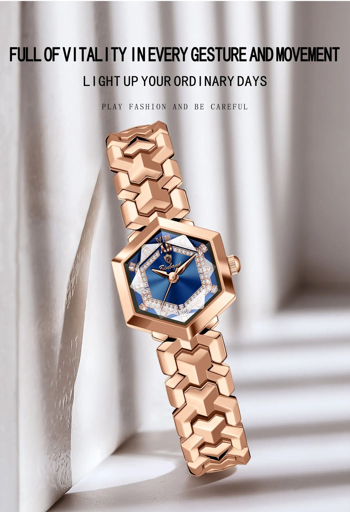BINBOND Orologi da donna eleganti delle migliori marche Orologio da polso da donna con specchio a rombo alla moda Orologio al quarzo originale con quadrante con diamanti impermeabile