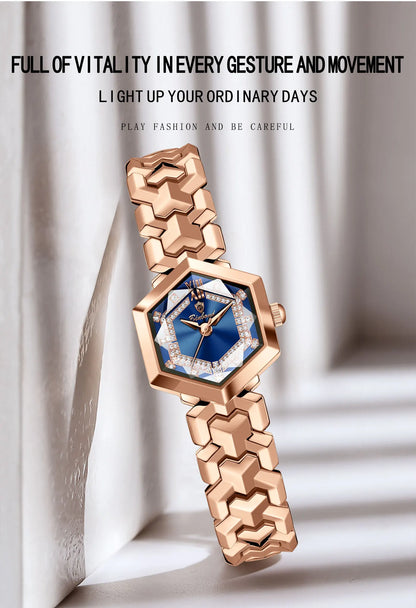 BINBOND Orologi da donna eleganti delle migliori marche Orologio da polso da donna con specchio a rombo alla moda Orologio al quarzo originale con quadrante con diamanti impermeabile
