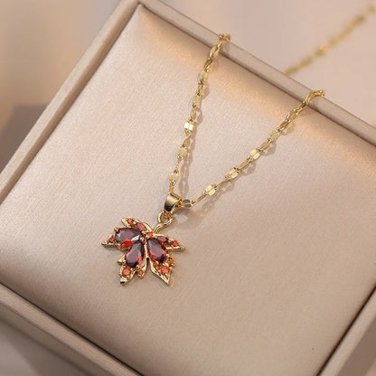 Squisito micro intarsiato zircone farfalla nappa collana per le donne gioielli girocollo in acciaio inossidabile luna farfalla fiore clavicola
