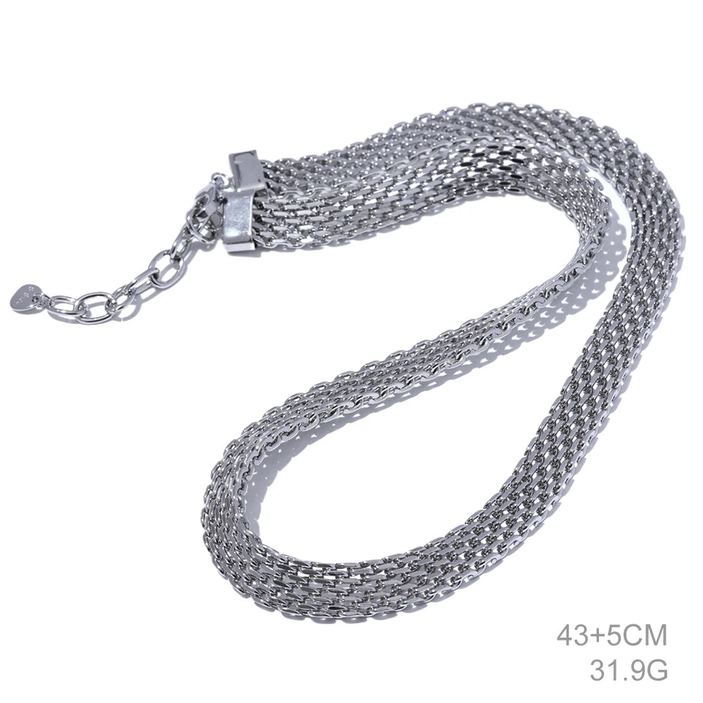 Yhpup Collana a collo largo con catena cubana in metallo impermeabile in acciaio inossidabile Colore oro argento Regalo di gioielli con texture alla moda