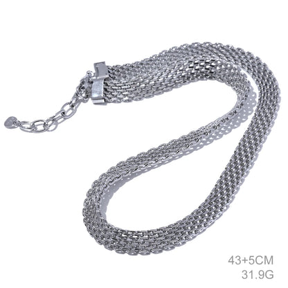 Yhpup Collana a collo largo con catena cubana in metallo impermeabile in acciaio inossidabile Colore oro argento Regalo di gioielli con texture alla moda