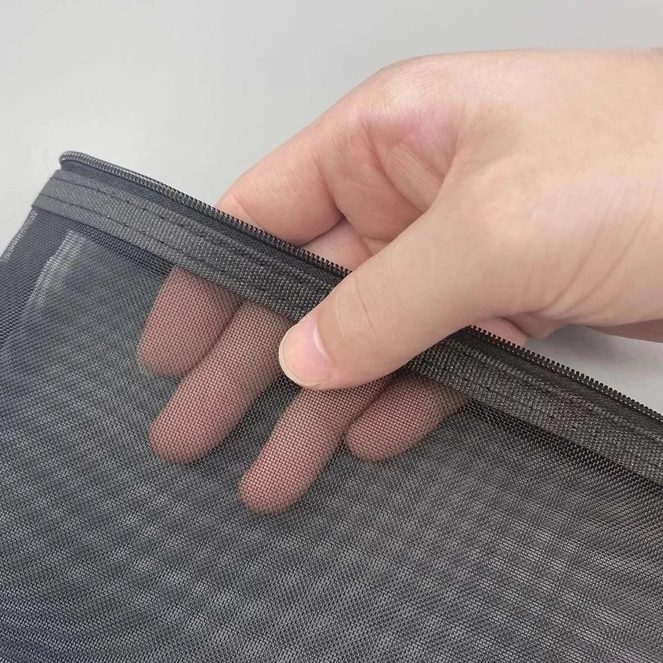 Borsa per penne in rete con cerniera trasparente in nylon Borse per file per studenti Borsa speciale per garza in rete per esame Custodia per trucco per cosmetici in rete per i viaggi