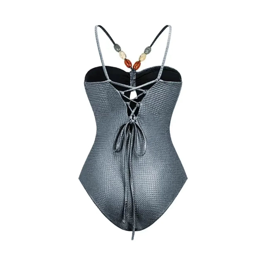 Printed One-Piece Bikini Set Women's Beachwear Tummy Covering Slimming Southeast Asian Sun Protection Style