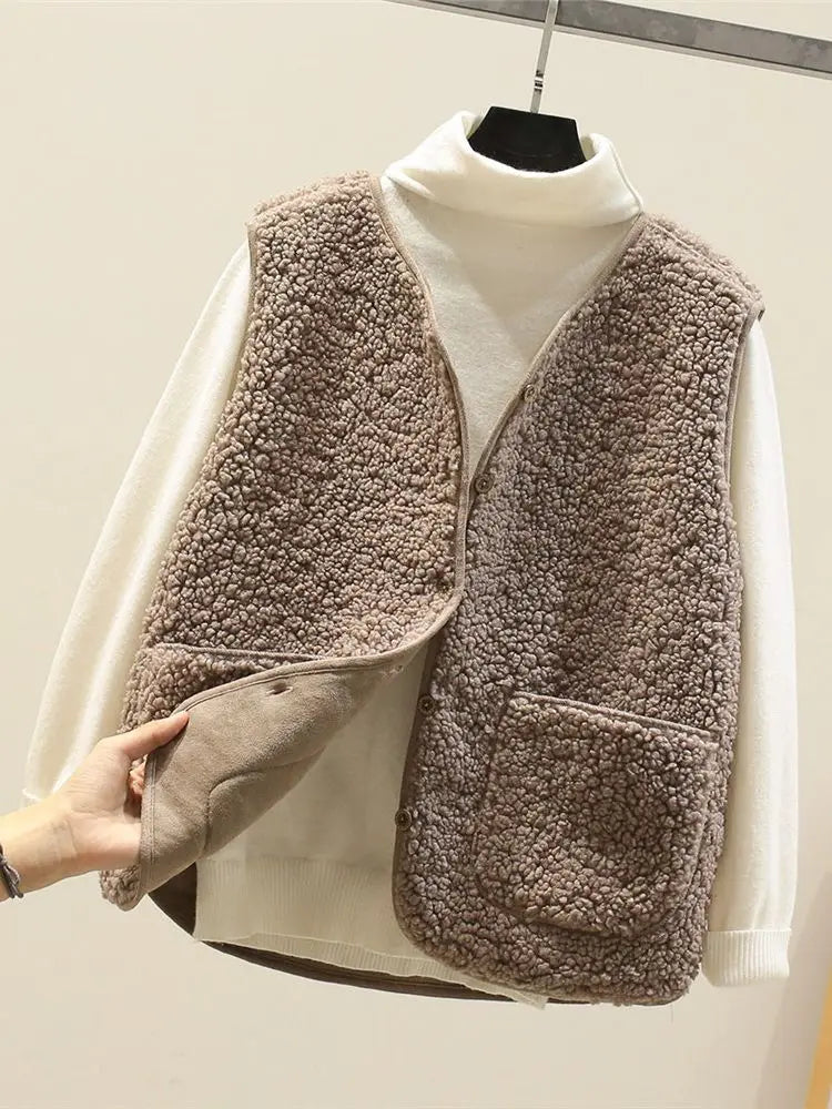 Coreano Nuovi Gilet 2025 Primavera Autunno Gilet Donna Gilet Inverno Caldo di Spessore In Pile Gilet Donna Giacca Senza Maniche Signore Gilet