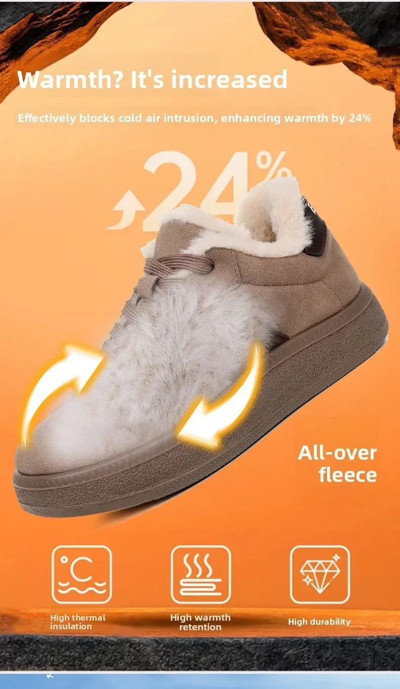 Stivali da neve da donna per l'inverno, con fodera in pile, scarpe basse casual, impermeabili, antiscivolo, resistenti, comode e calde, scarpe da donna in stile retrò.