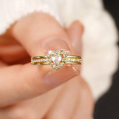 Anello Nuziale Romantico in Argento Sterling 925, Gioiello Femminile con Cuore Brillante in Zirconia, Accessorio per Dito, Anello di Fidanzamento