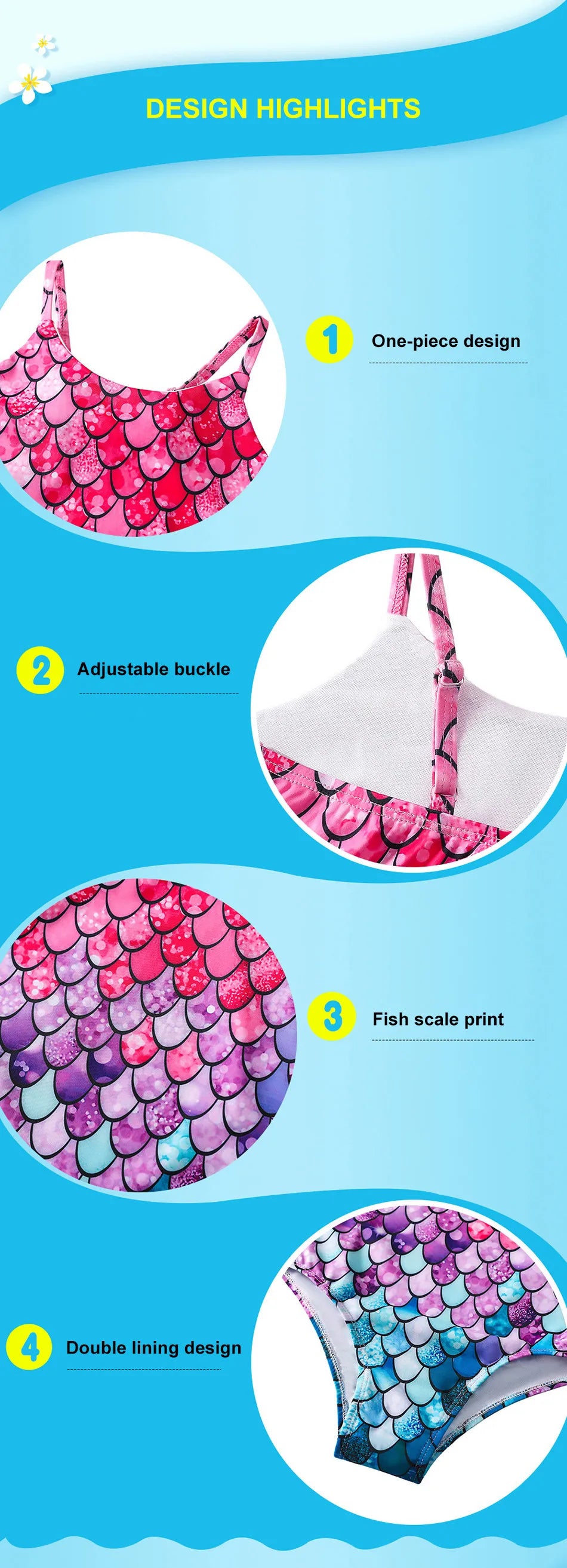 Costume da bagno a sirena per bambini costume da bagno intero per ragazze costume da bagno intero per ragazze Hot Spring Sling costume da bagno ad asciugatura rapida per sport acquatici