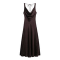 Summer sexy pleated satin chic red women party dress sleeveless beach maxi dress new commuter high street style