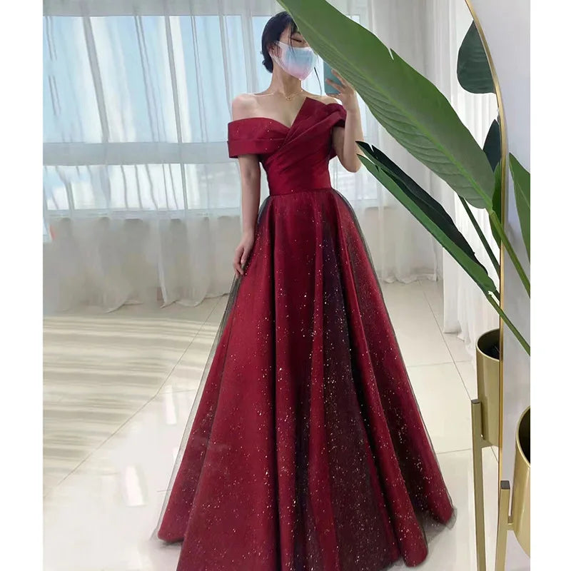 Abiti da ballo da sera eleganti e sexy con scollo a barchetta per le donne Estate 2023 Abiti da cerimonia per feste di compleanno per ospiti Abiti per occasioni formali
