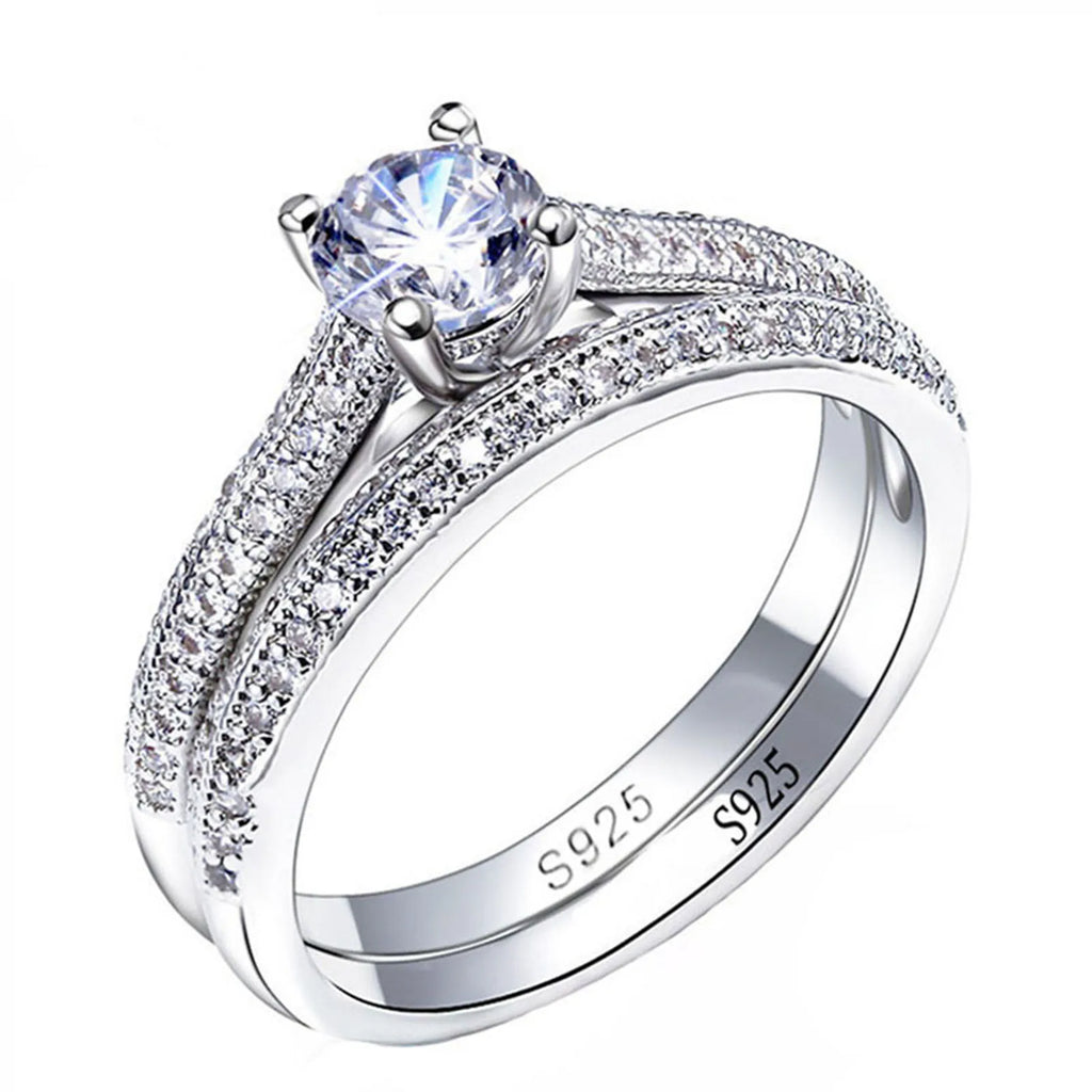 1 paio di fedi nuziali in argento sterling 925 con Halo vintage per gioielli da donna, regalo di anniversario, vendita all'ingrosso