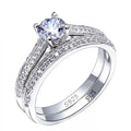1 paio di fedi nuziali in argento sterling 925 con Halo vintage per gioielli da donna, regalo di anniversario, vendita all'ingrosso