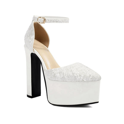 Sandali a punta neri con cinturino alla caviglia sexy per le donne Piattaforma estiva 15CM Scarpe eleganti da festa con paillettes lucide Tacchi alti vuoti laterali neri