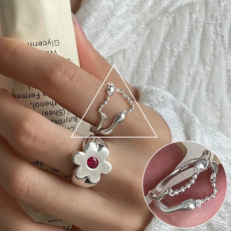 Anello goccia d'acqua in argento sterling 925 per le donne regalo geometrico punk esagerazione tendenza accessori gioielli Hiphop Dropshipping