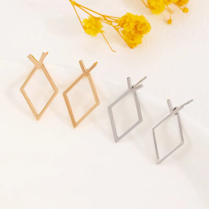 Orecchini di design combinato a doppio strato con rombo geometrico per le donne, moda semplice, accessorio quotidiano, gioielli per feste, regali di compleanno