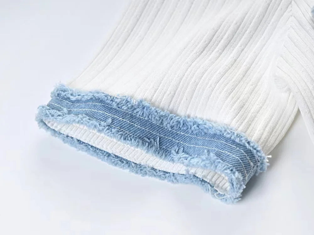 Abito lungo elegante in maglia da donna a contrasto Chic O-collo manica corta Bottoni in metallo Abiti aderenti Abito da pendolarismo da donna da ufficio