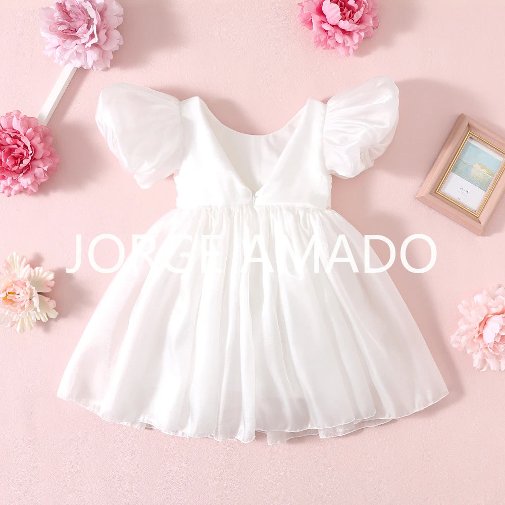 Completi Estivi Coordinati per Gemelle, Body a Maniche Corte con Grande Fiocco, Abiti Principessa con Schiena Scoperta, Abbigliamento per Bambine H0404