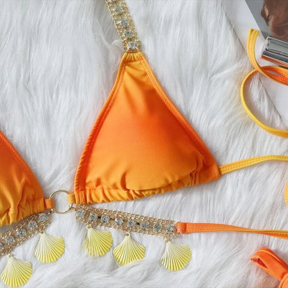 nuovo costume da bagno in due pezzi con strass 2026 cristallo di lusso perizoma Sexy perizoma Bikini Set costumi da bagno da donna costume da bagno Sexy da spiaggia