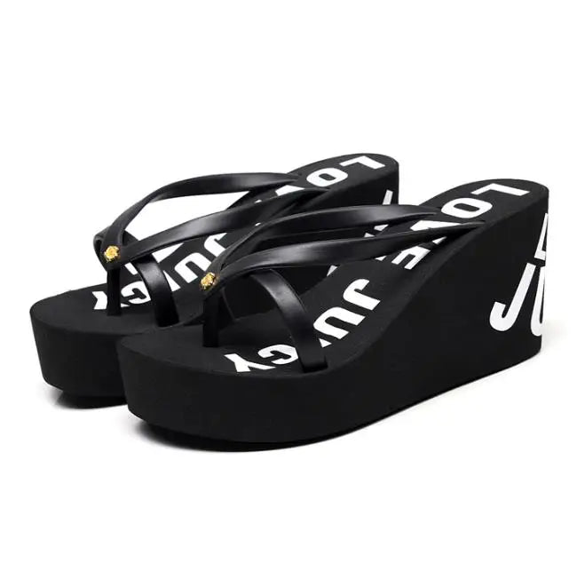 8cm 11cm zeppe estive infradito per le donne panno Clip Toe Chunky Platform pantofole donna Plus Size sandalo da spiaggia antiscivolo leggero