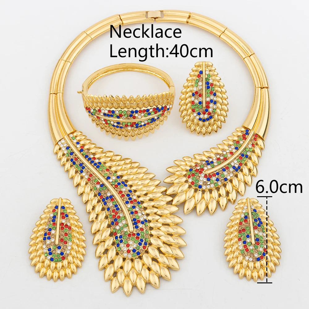 Parure de bijoux italienne, collier, boucles d'oreilles, bijoux pour femme, parure de bijoux de haute qualité