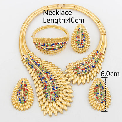 Parure de bijoux italienne, collier, boucles d'oreilles, bijoux pour femme, parure de bijoux de haute qualité